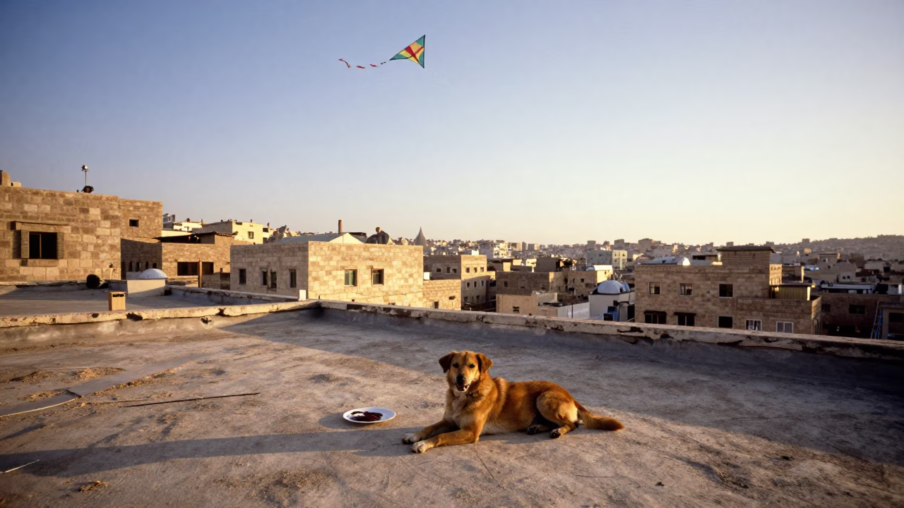 Dog in Amman at Golden Hour in in Amman, Jordan