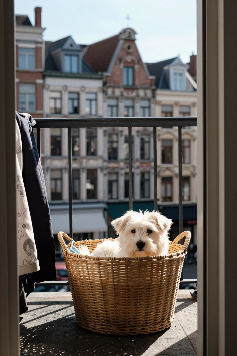 Dog in Brussels at Afternoon Light in in Brussels, Belgium