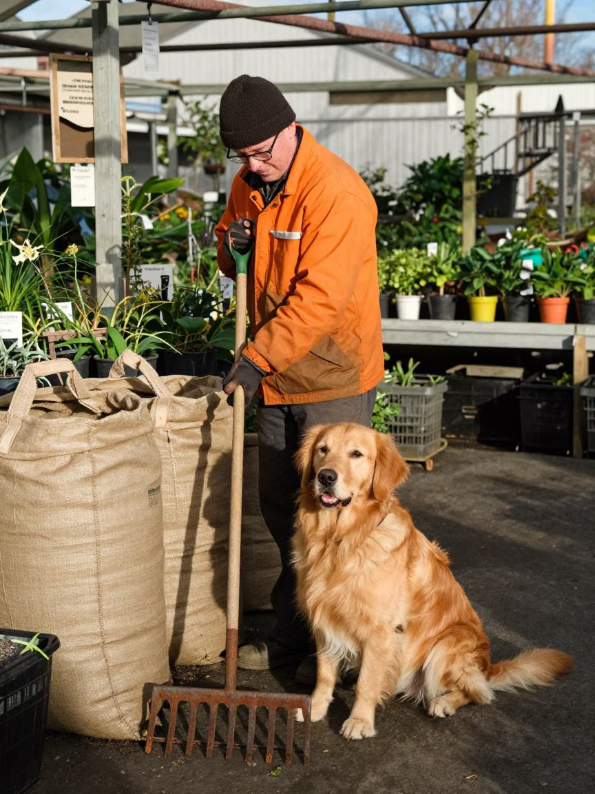 Dog in Christchurch at Noon Light in in Christchurch, New Zealand
