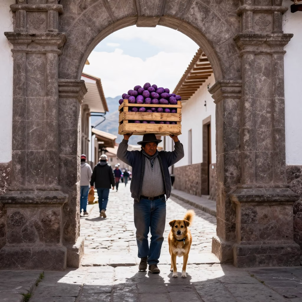 Dog in Cusco at Noon Light in in Cusco, Peru