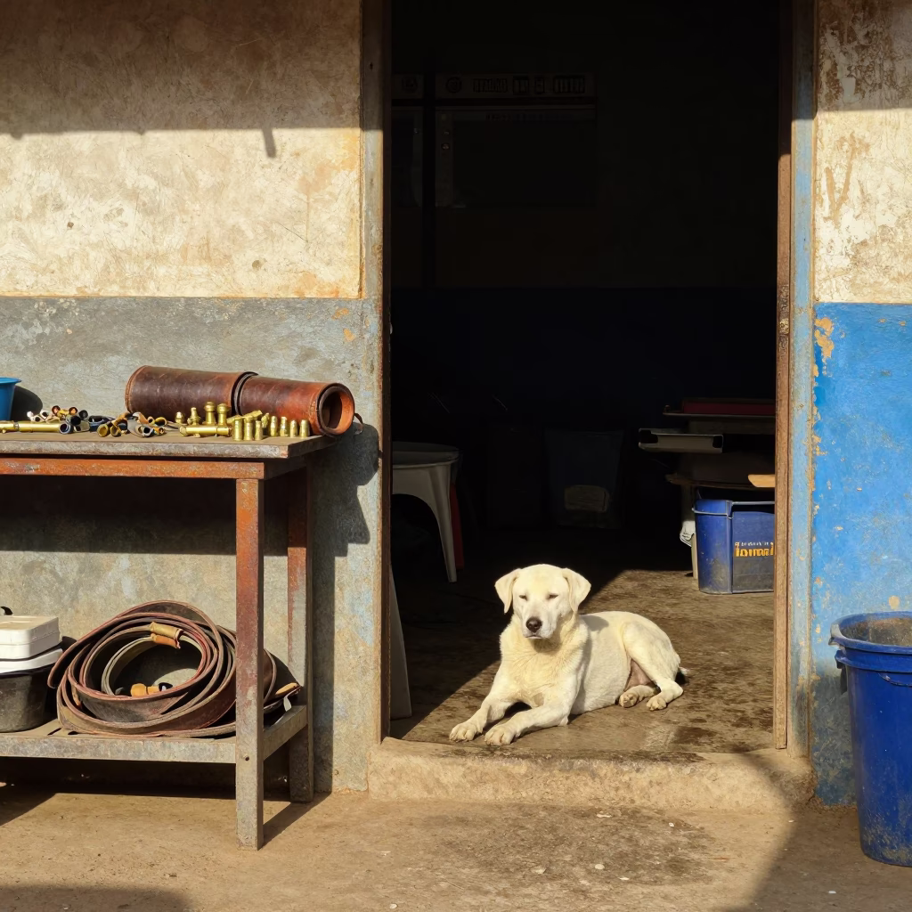 Dog in Dakar at Late Afternoon Light in in Dakar, Senegal