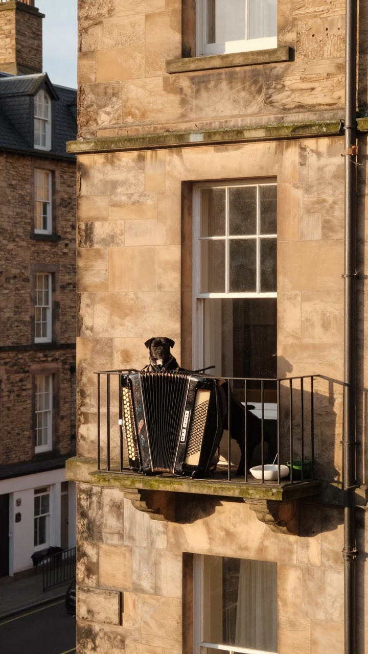 Dog in Edinburgh at Late Afternoon Light in in Edinburgh, United Kingdom