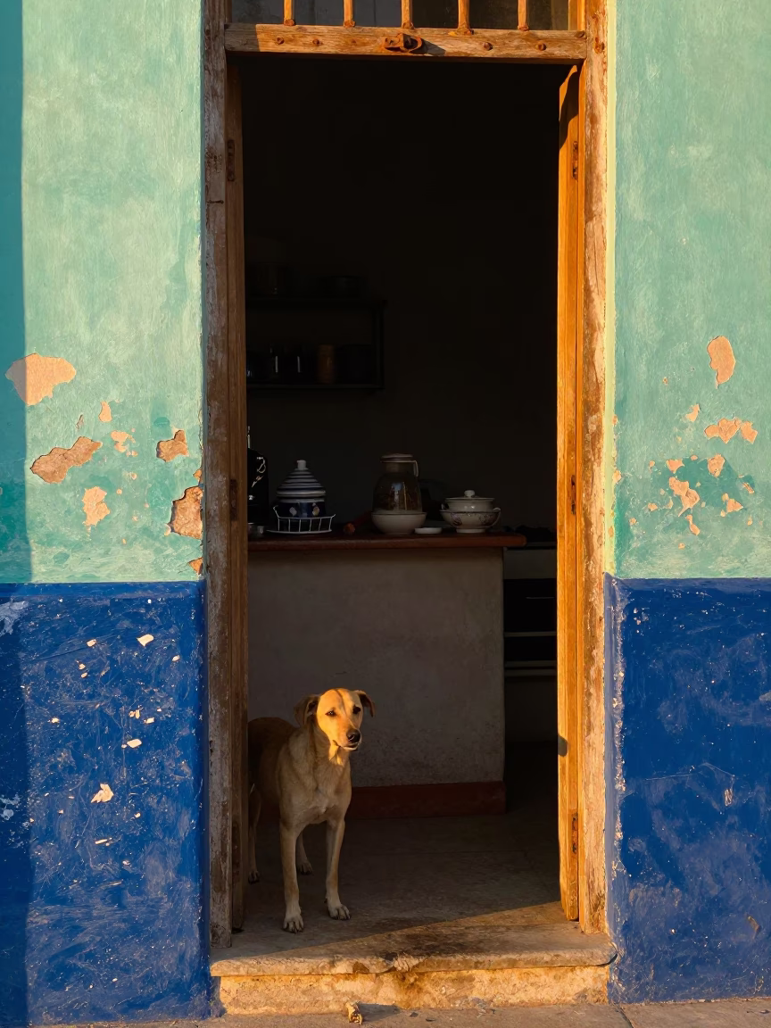 Dog in Havana at Golden Hour in in Havana, Cuba