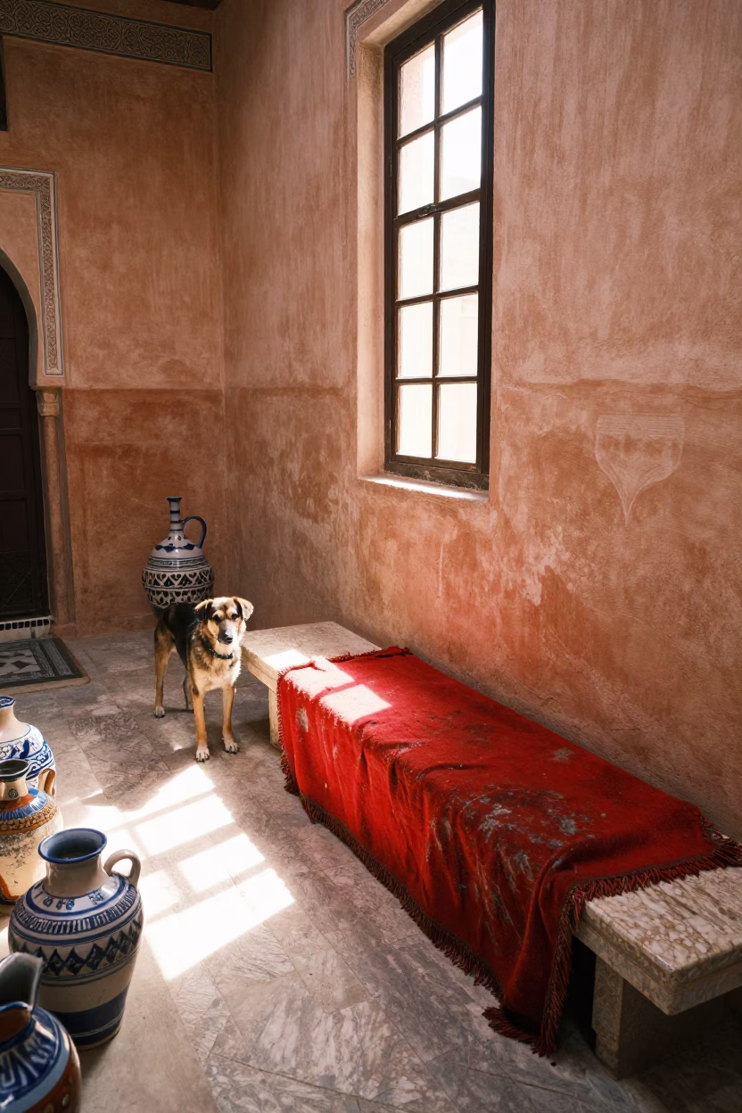 Dog in Marrakech at Late Morning Light in in Marrakech, Morocco