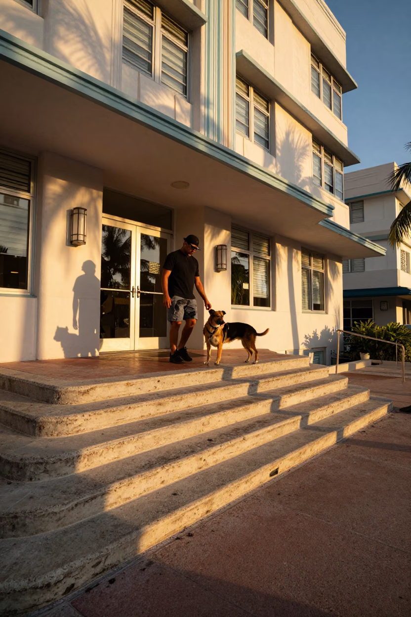 Dog in Miami at Golden Hour in in Miami, Florida, United States