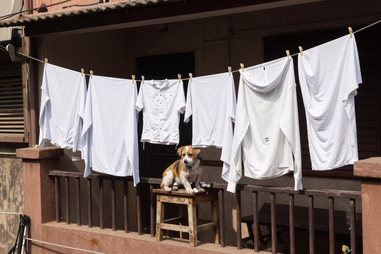 Dog in Mumbai at Flat Noon Light in in Mumbai, India