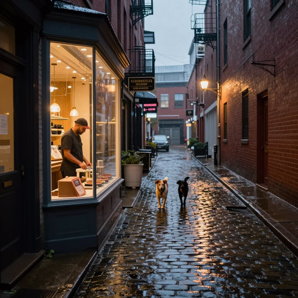 Dog in Philadelphia at Dusk Light in in Philadelphia, Pennsylvania, United States