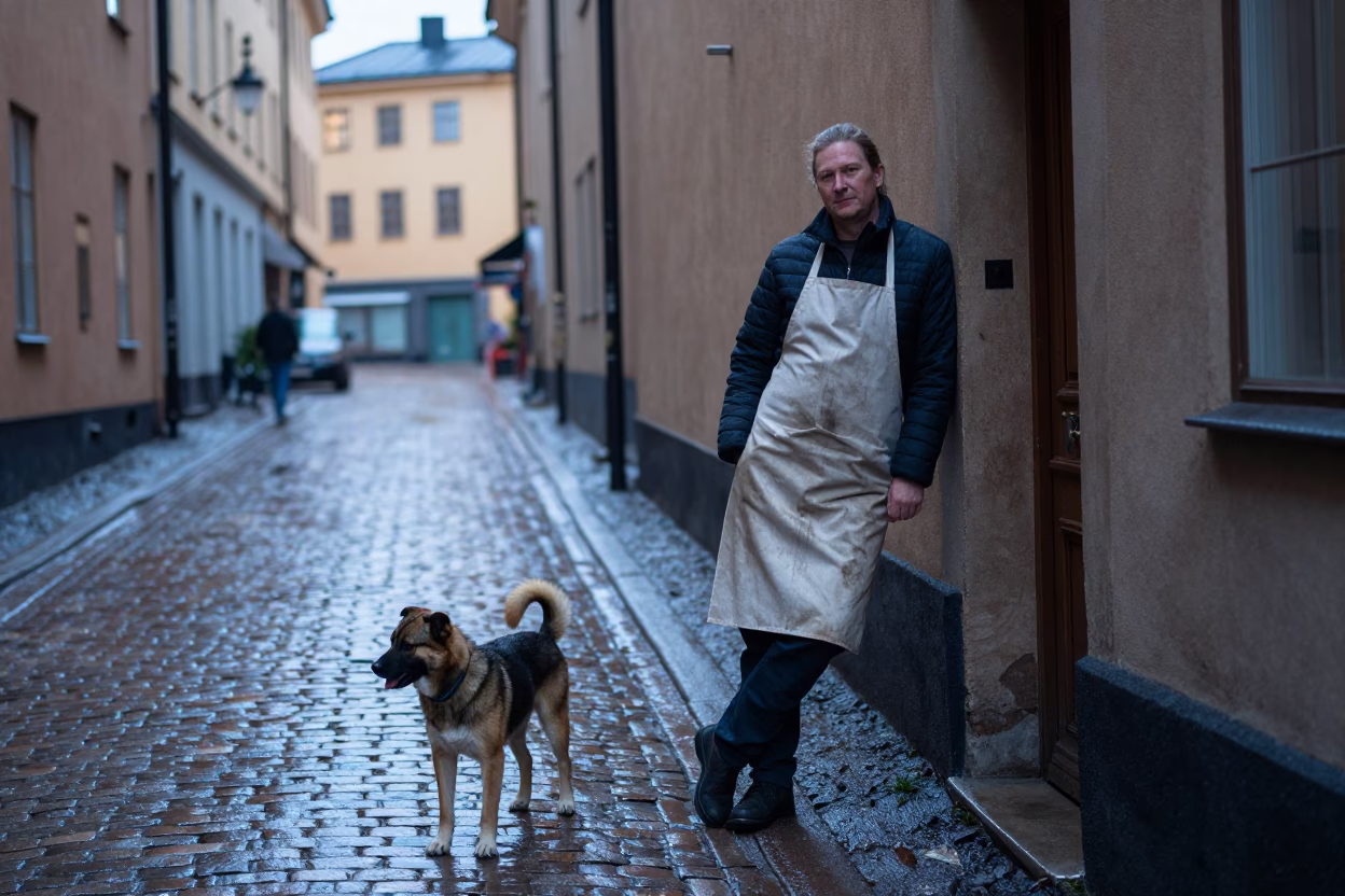 Dog in Stockholm at Early Morning Light in in Stockholm, Sweden