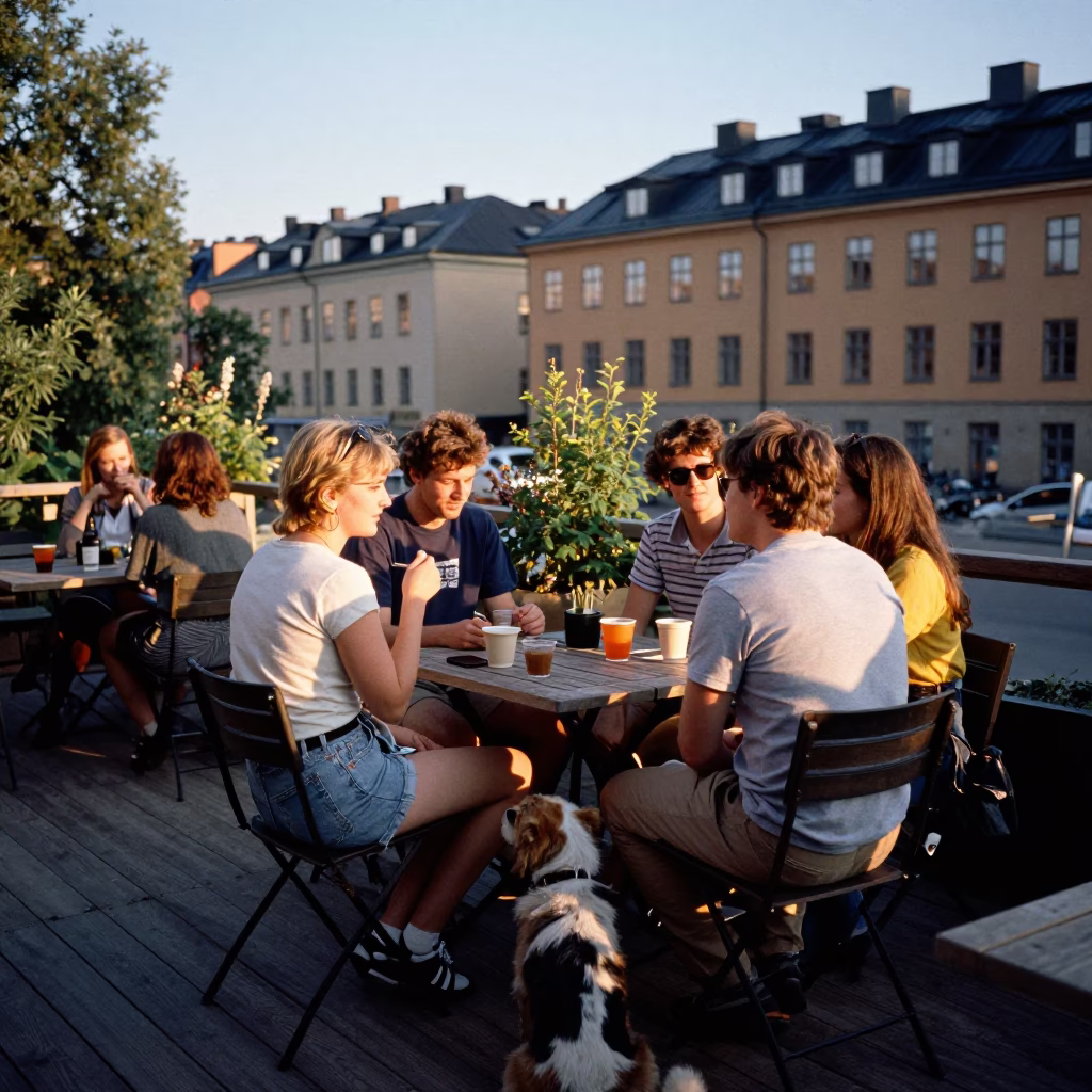 Dog in Stockholm at Evening Light in in Stockholm, Sweden