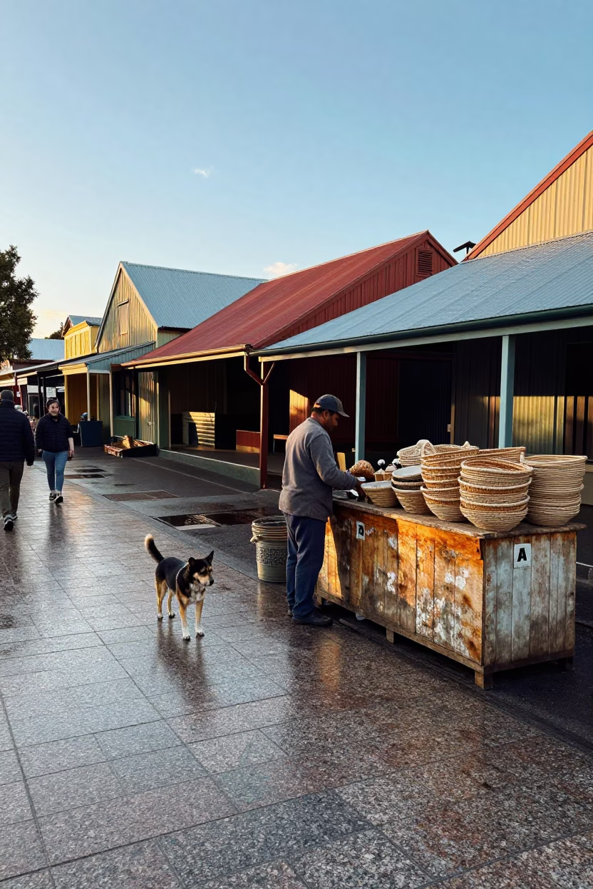 Dog just after sunrise in Hobart in in Hobart, Tasmania, Australia