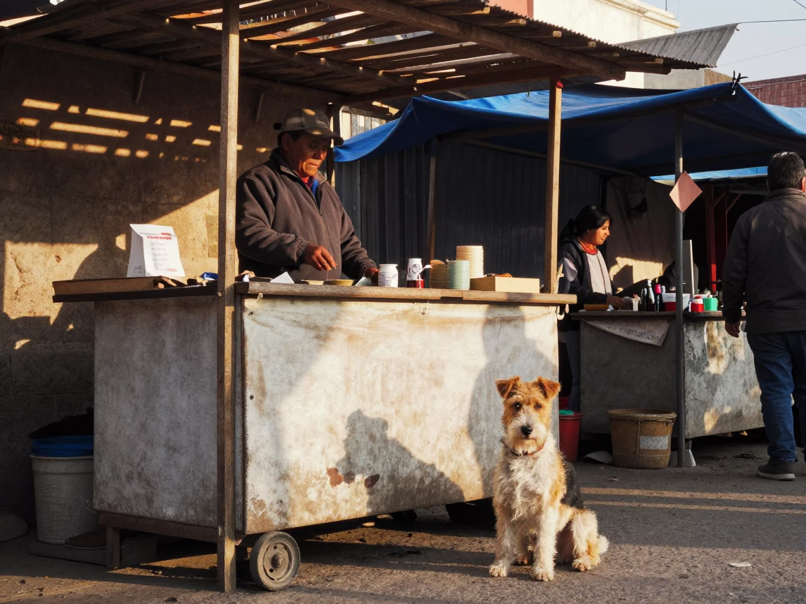 Dog just after sunrise in Lima in in Lima, Peru