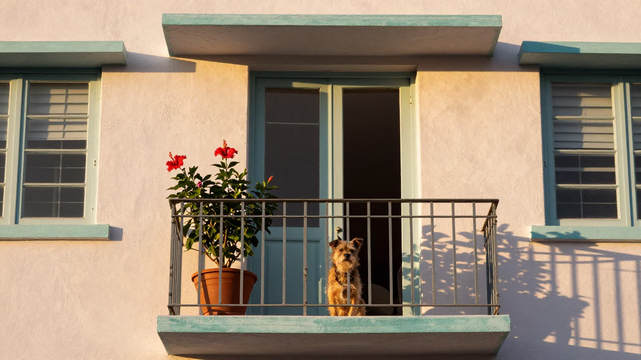 Dog just after sunrise in Miami in in Miami, Florida, United States