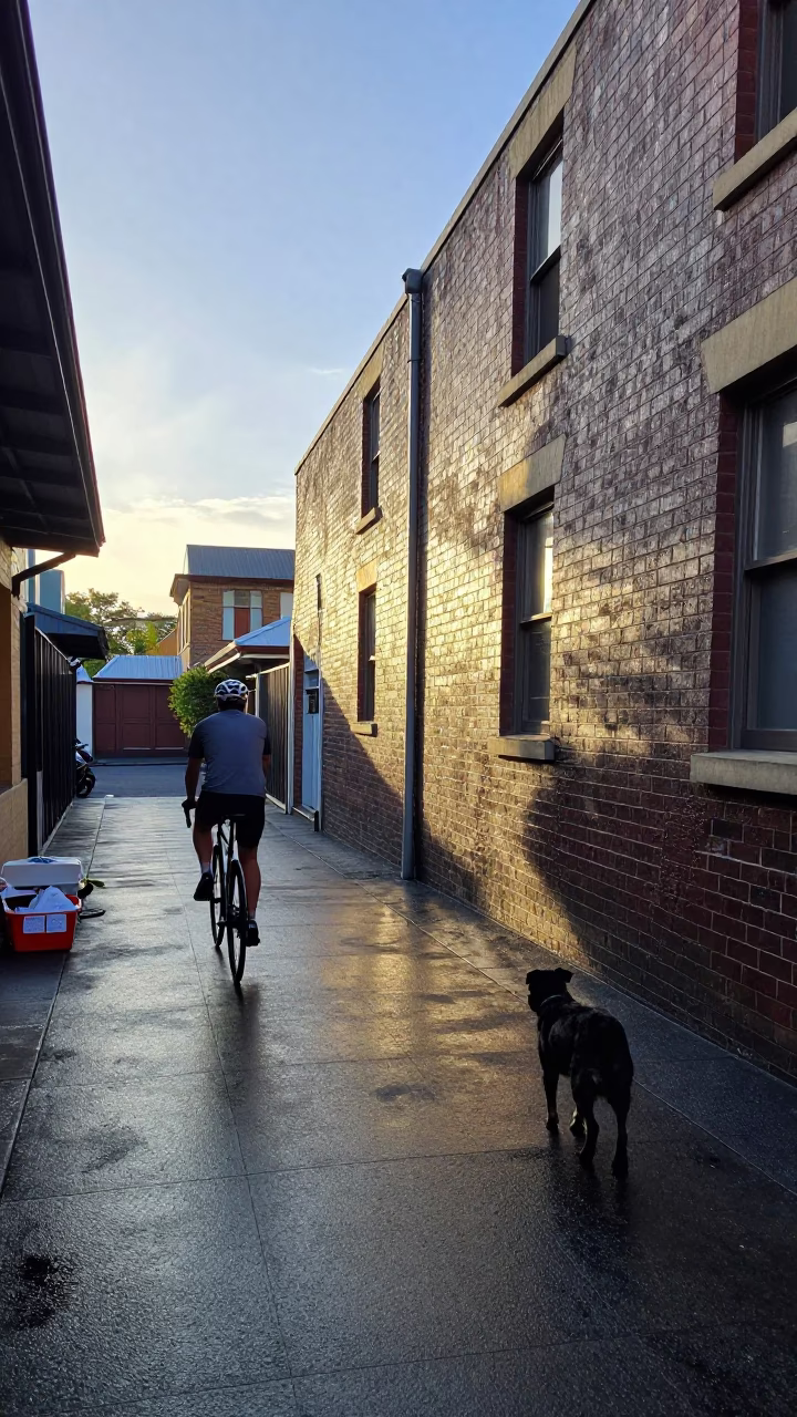 Dog just after sunrise in Sydney in in Sydney, New South Wales, Australia