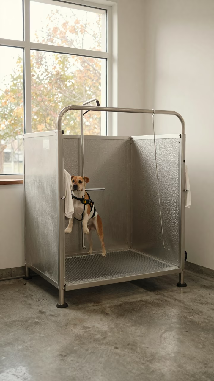 Dog Life Jacket Drying Rail Tianjin Wash Station in at a self-serve dog wash station in Tianjin