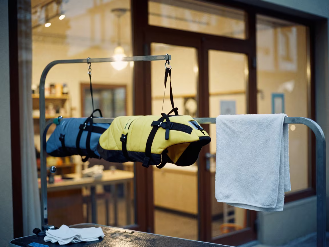 Dog Life Jacket Drying Rail Zagreb Grooming Bay in inside a grooming bay in Zagreb
