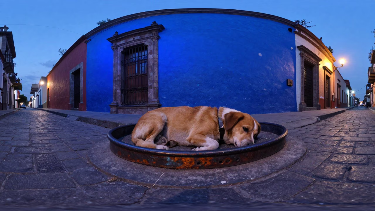 Dog Napping in Mexico City at The Last Blue Light Of Evening in in Mexico City, Mexico