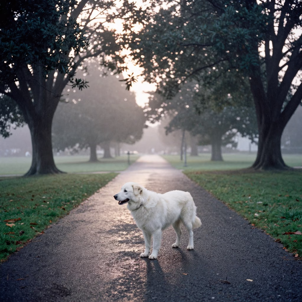 Dog Pausing in Christchurch in in Christchurch, New Zealand