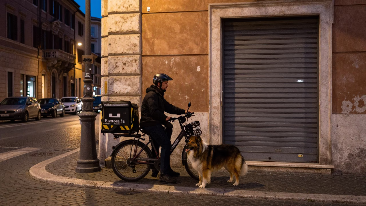 Dog Pausing in Rome in in Rome, Italy