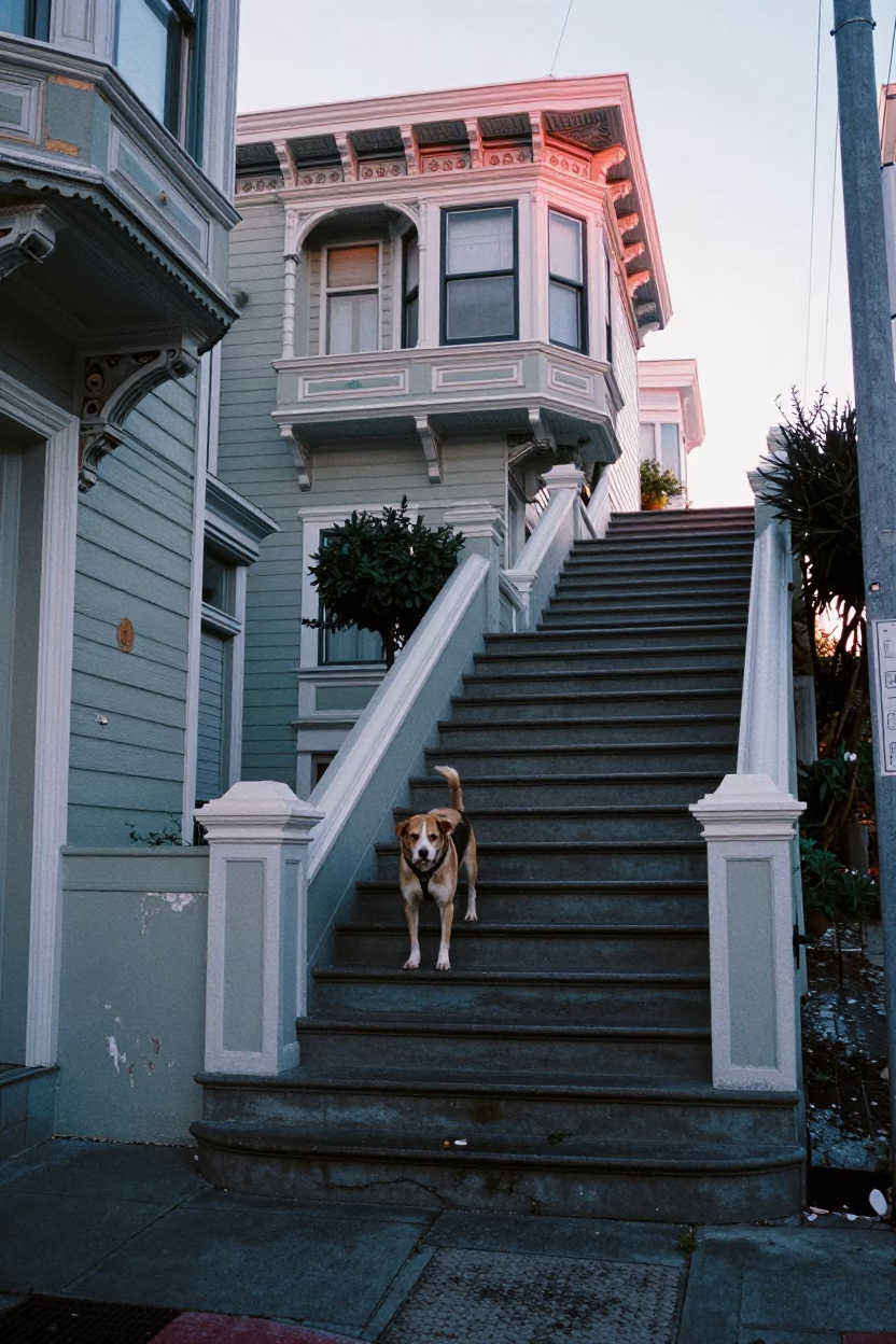 Dog Pausing in San Francisco in in San Francisco, California, United States