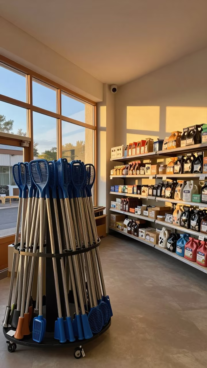 Dog Pool Skimmer Poles in Aix Pet Store in inside a pet store aisle in Aix-en-Provence