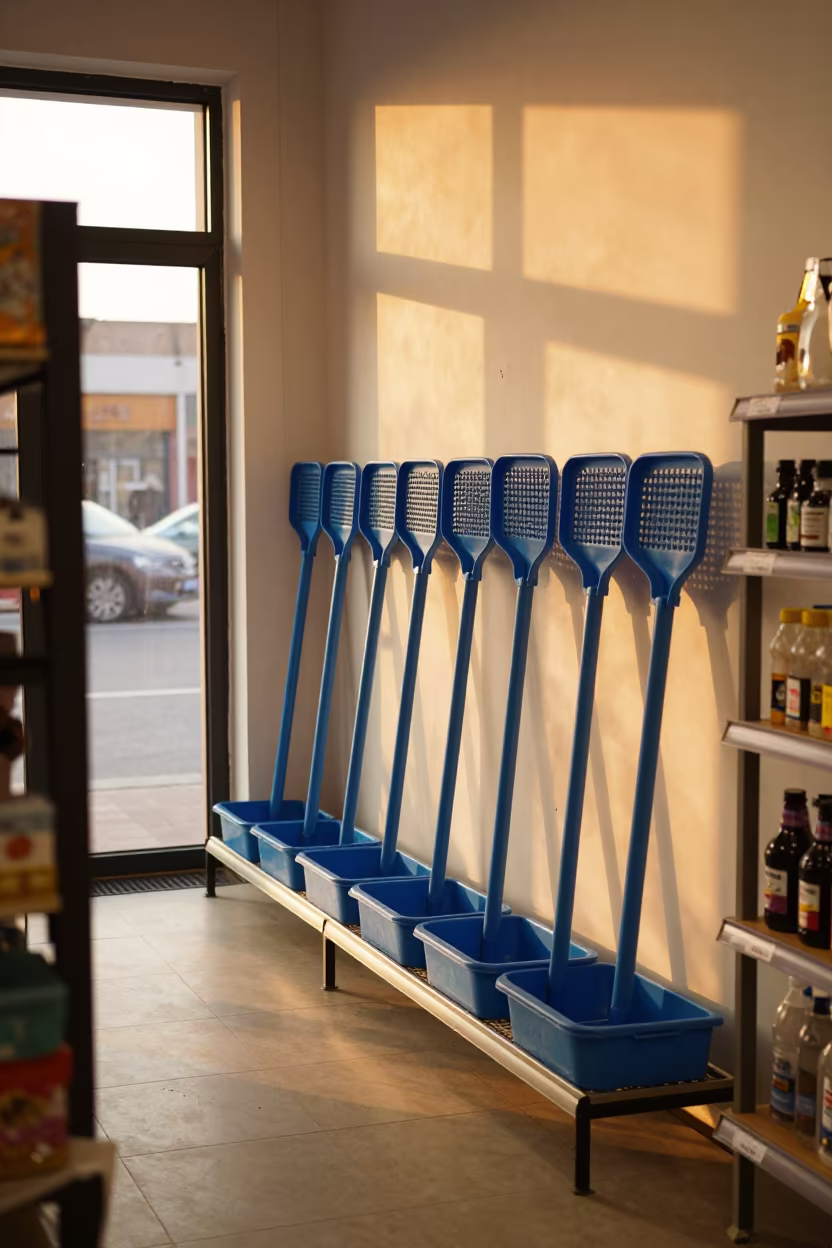Dog Pool Skimmer Rack in Harbin Store Threshold in inside a pet store aisle in Harbin