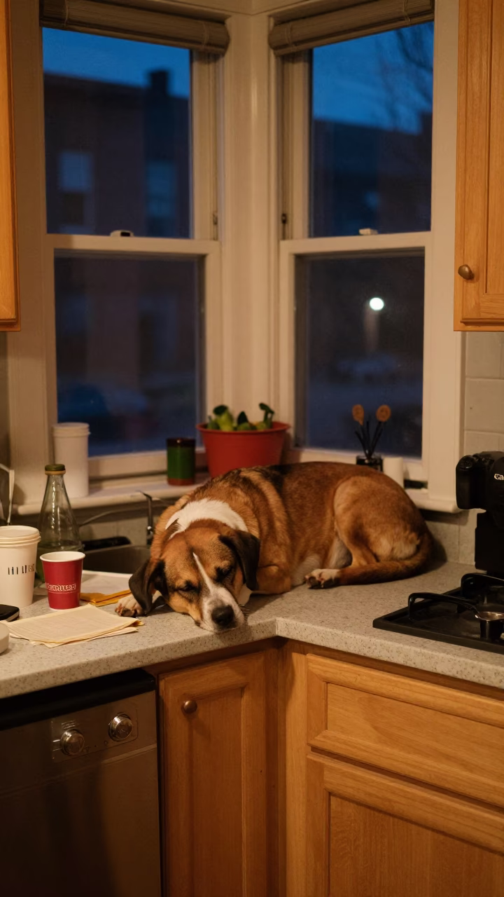 Dog Sleeping in Boston in in Boston, Massachusetts, United States