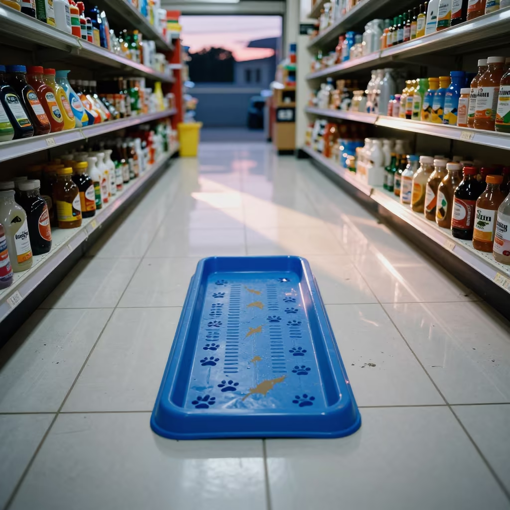 Dog Swim Ramp Pin Tray in Belo Horizonte Store in inside a pet store aisle in Belo Horizonte