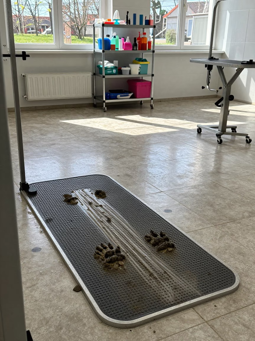 Dog Swim Ramp Tray in Szeged Grooming Bay in inside a grooming bay near Szeged