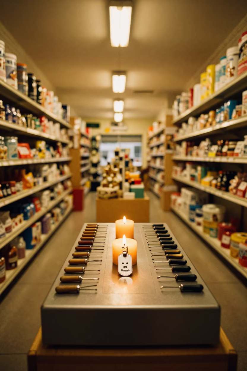 Dog Tag Engraving Station in Guangzhou Pet Shop in inside a pet store aisle in Xiguan, Guangzhou
