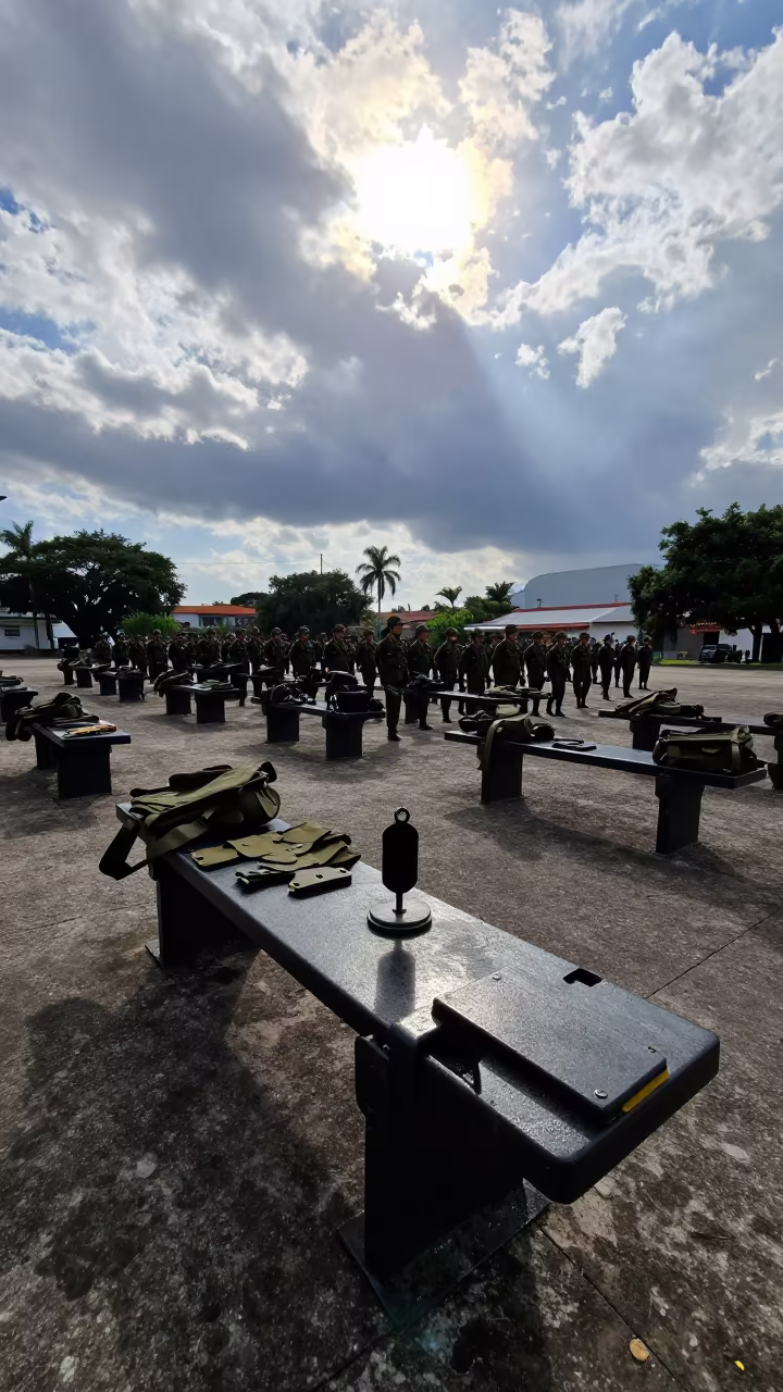 Dog Tag Stamping Bench Silhouette Zapopan in on a parade ground in Zapopan