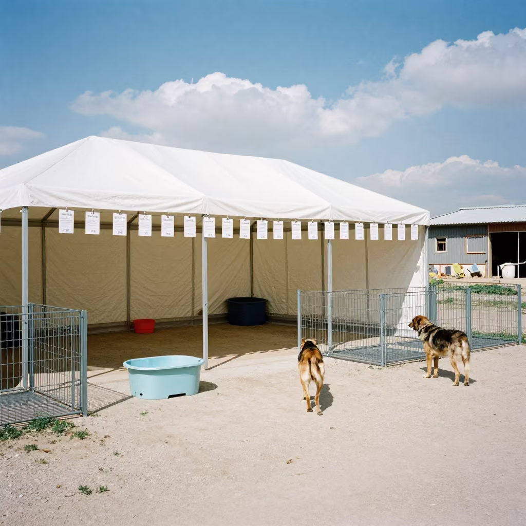 Dog Training Field Check-in Tent Near Kayseri in at a dog wash bay behind the shop near Kayseri