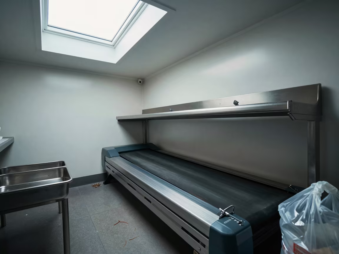 Dog Treadmill Clip Drawer Fish Counter Daylight in inside a fish bagging counter zone in Santo Domingo