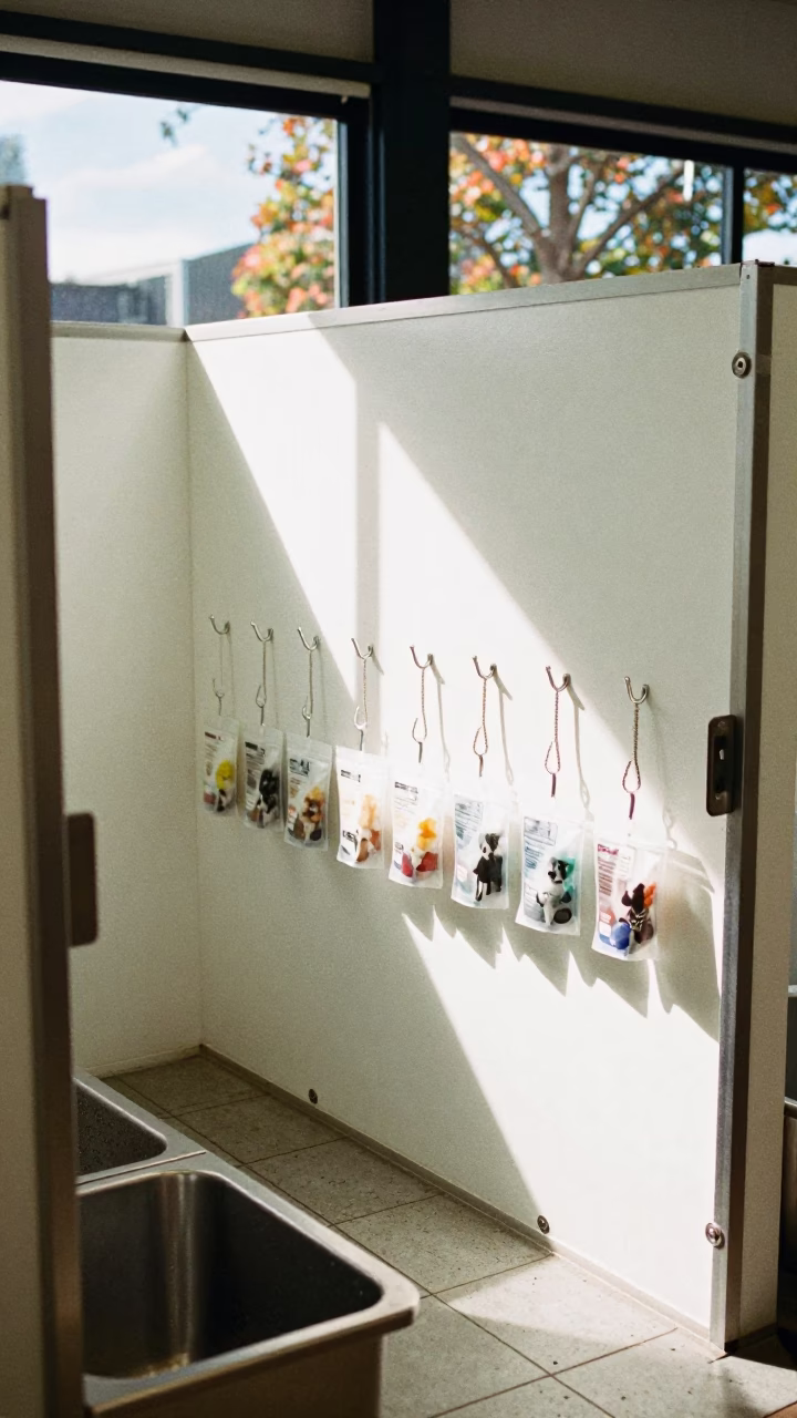 Dog Treat Pouch Hook Rail in Sydney Wash Station in at a self-serve dog wash station in Paddington, Sydney