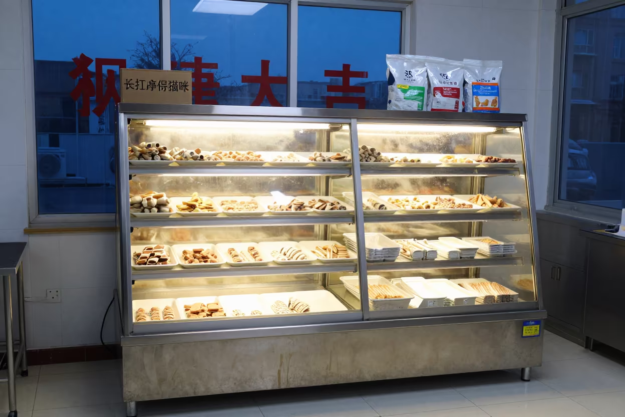 Dog Treats Display in Changchun Wash Station in at a self-serve dog wash station in Changchun