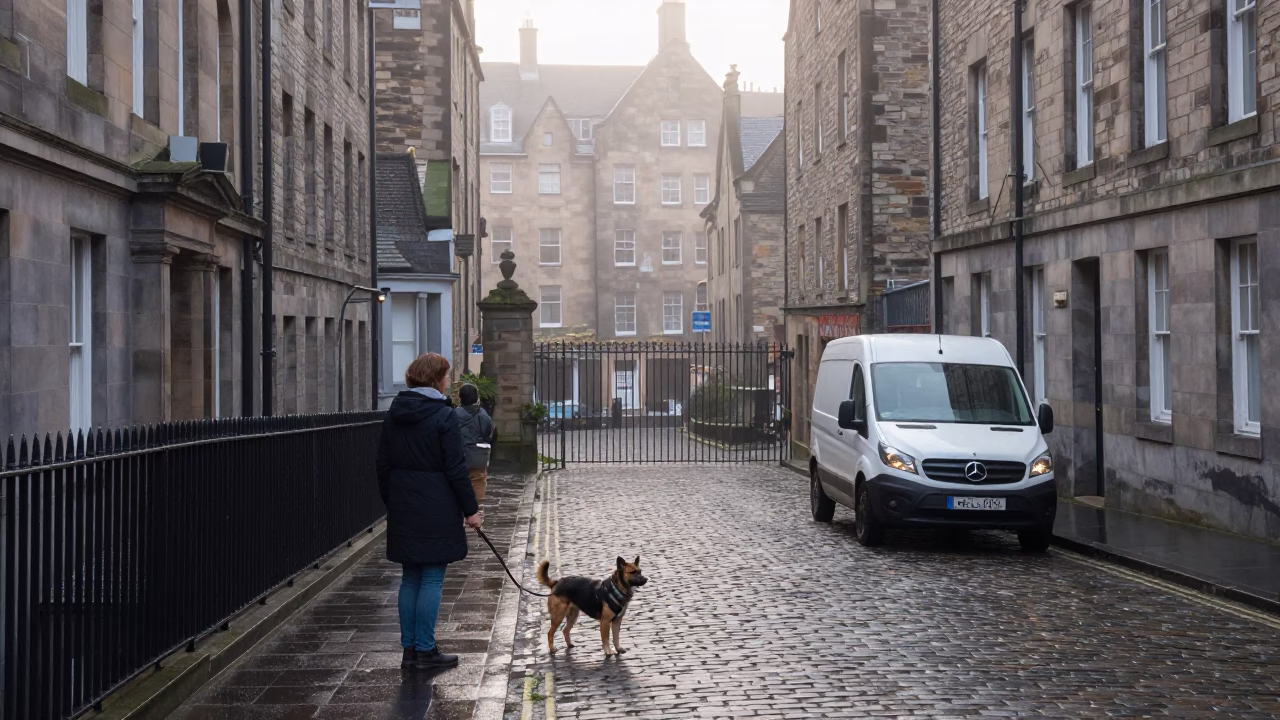 Dog Waiting in Edinburgh in in Edinburgh, United Kingdom