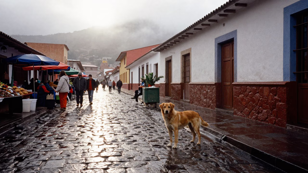 Dog Waiting in La Paz in in La Paz, Bolivia