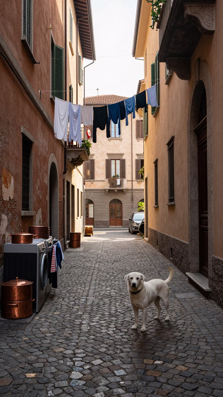 Dog Waiting in Milan in in Milan, Italy