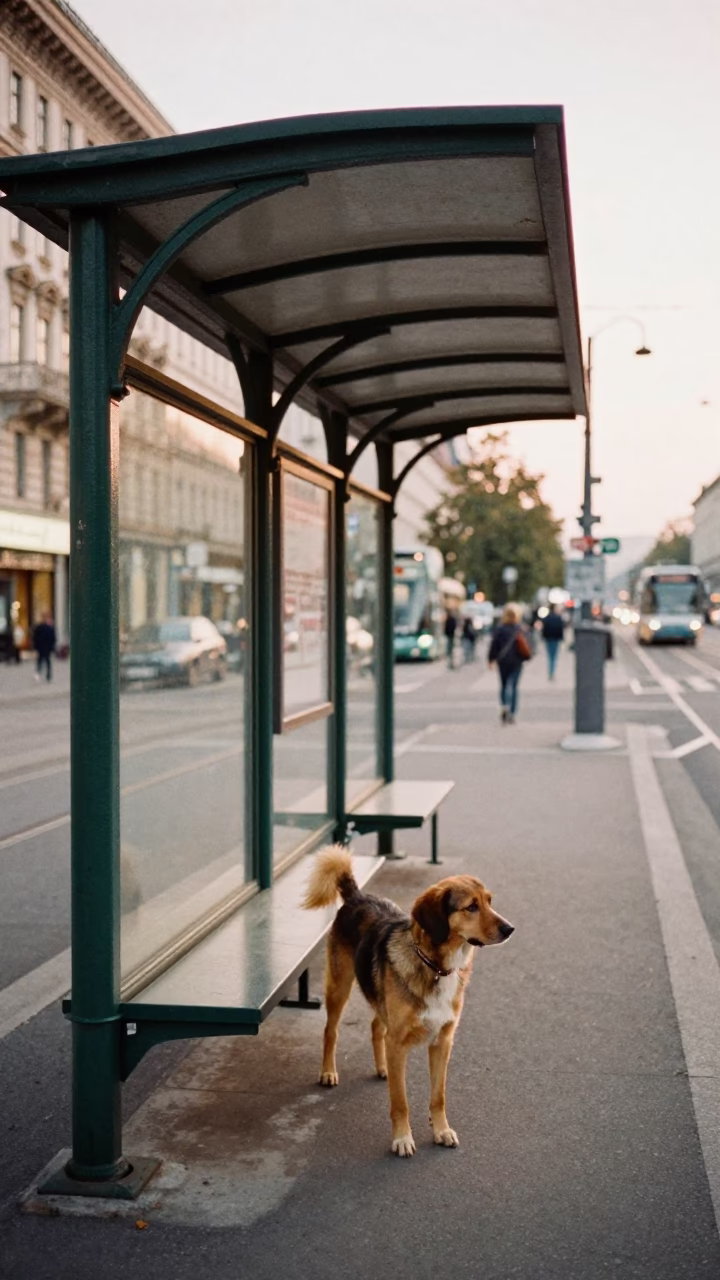 Dog Waiting in Vienna in in Vienna, Austria