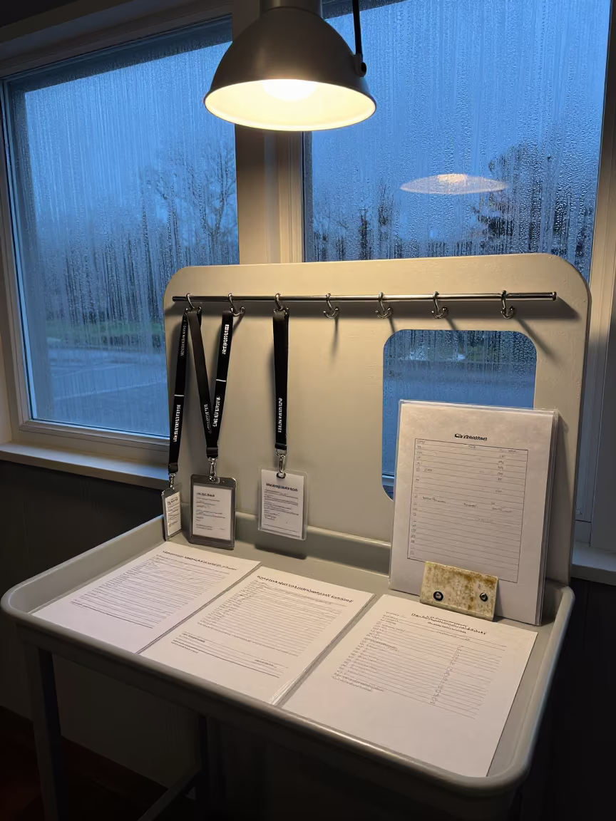 Dog Wash Lanyard Tray Before Dawn in at a self-serve dog wash station in Graslei, Ghent
