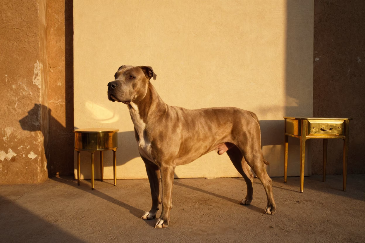 Dogo Argentino Portrait in Jodhpur Studio in in a quiet portrait studio with a plain backdrop and eye-level framing in Jodhpur