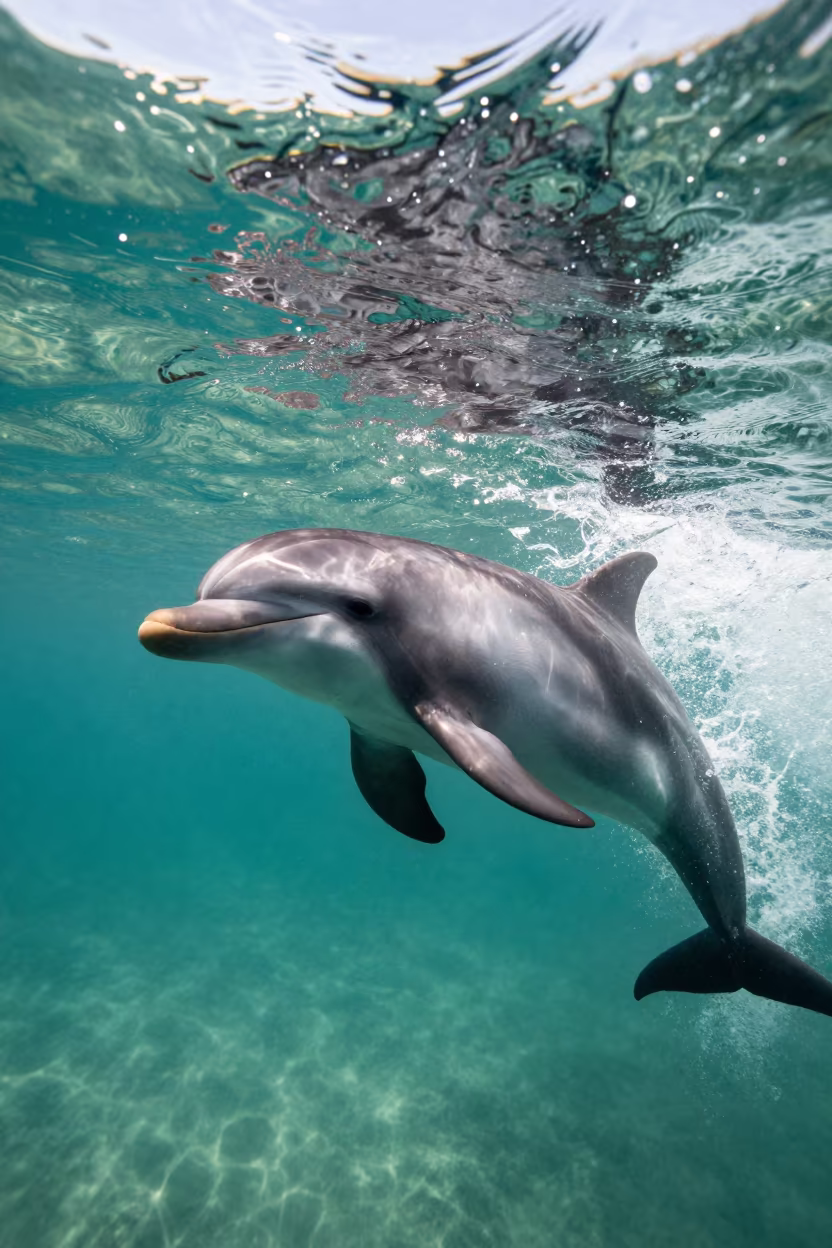 Dolphin Riding Wave Near Fukuoka in near Fukuoka