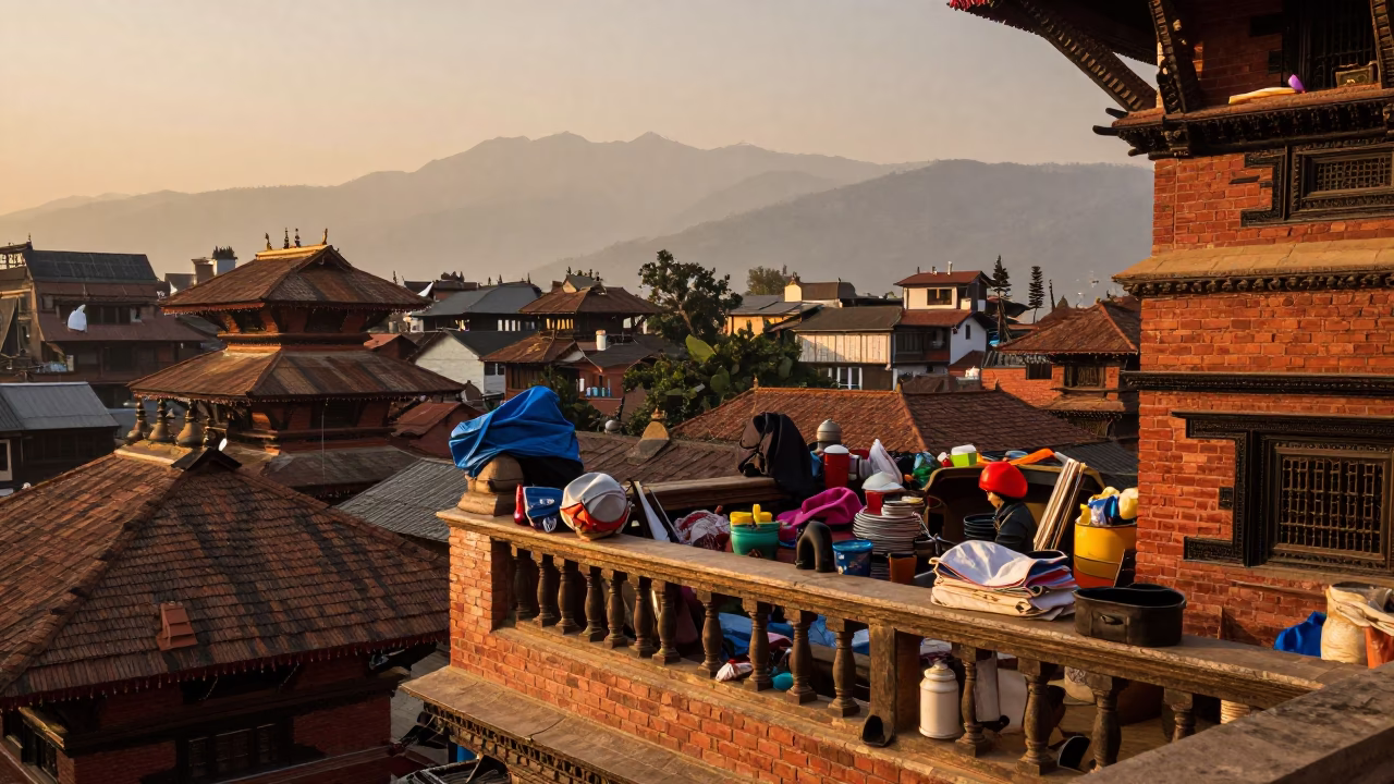 Domestic Scene in Kathmandu in in Kathmandu, Nepal