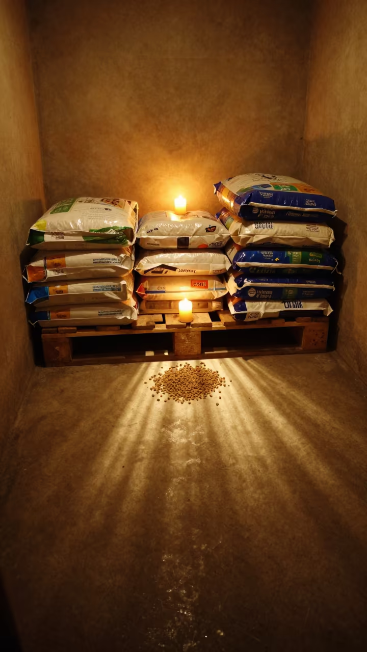 Donation Kibble Pallet in Warm Grooming Bay Light in inside a grooming bay near Gujranwala