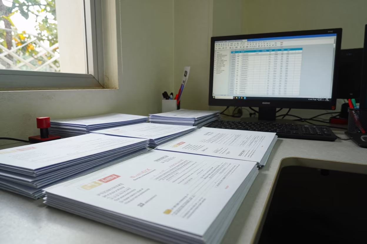 Donor Mail Merge Desk in Dhaka Office Lull in in an operations center under monitor glow near Gulshan, Dhaka