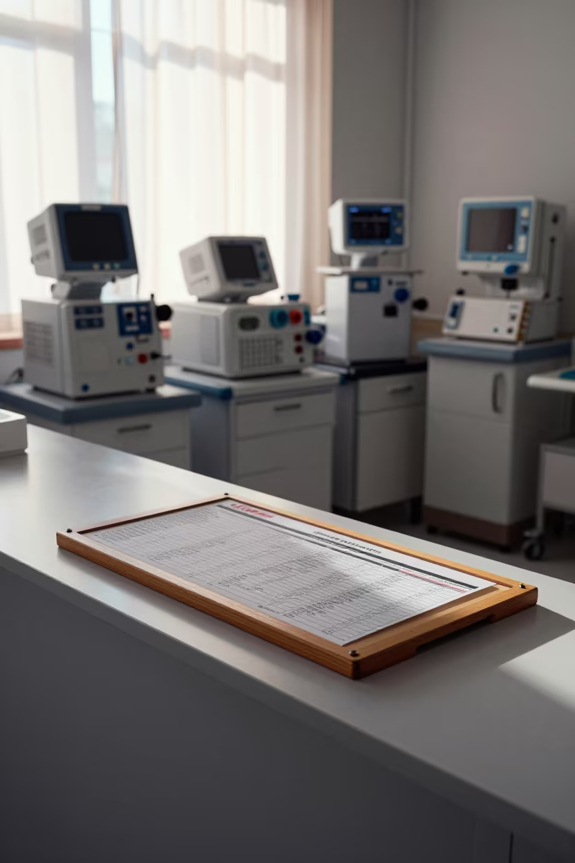 Donor Milk Thaw Log Board in Heraklion Imaging Suite in inside an imaging suite in Heraklion