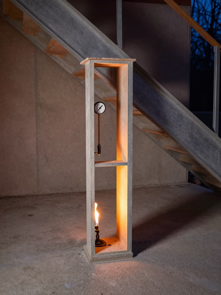 Door Closer Gauge In Bare Shell Stair Tower in inside a bare shell stair tower in New Hampshire