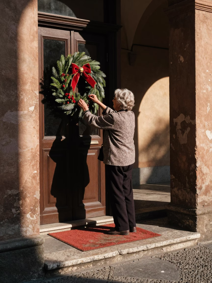 Door Wreath in Bologna in in Bologna, Italy