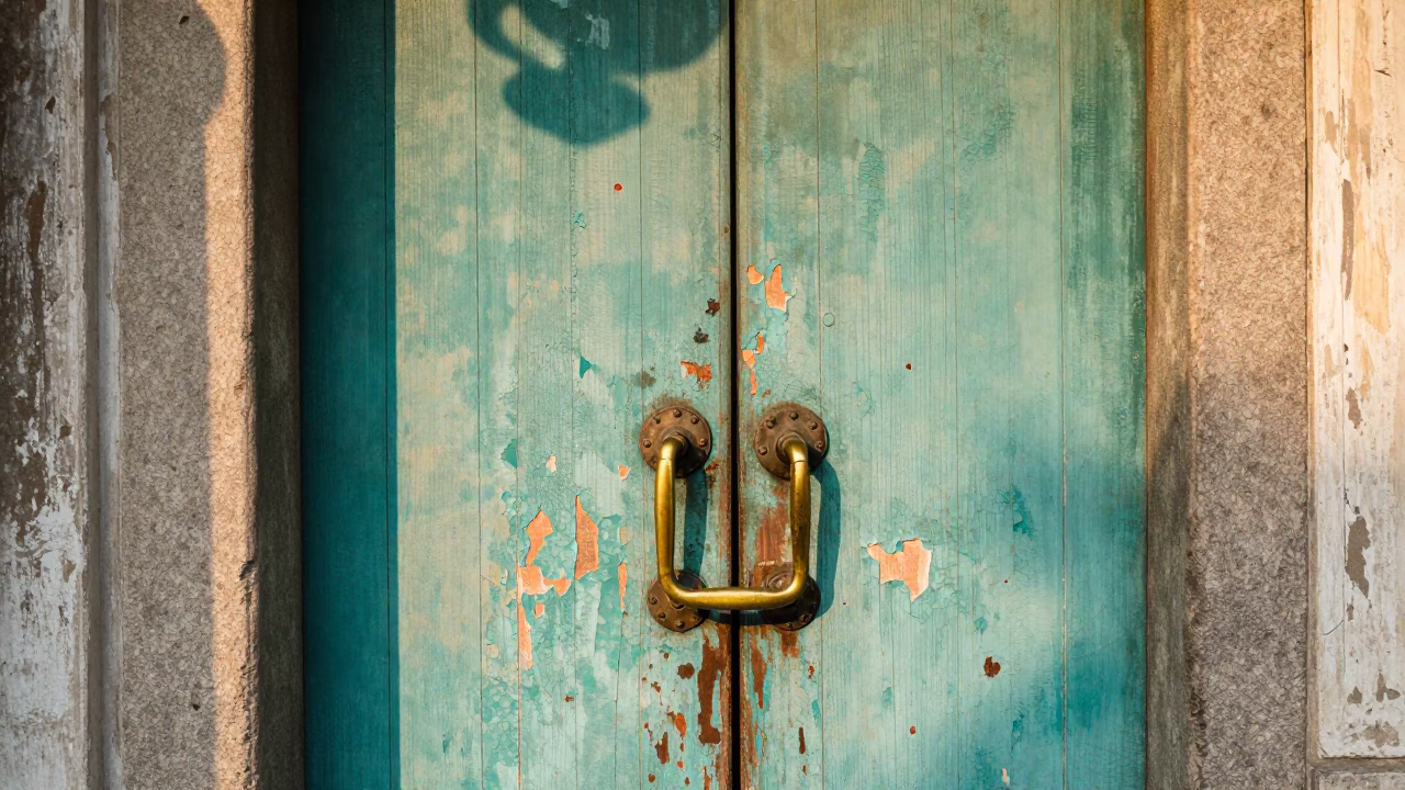 Doorframe And Brass Handle in Tainan in in Tainan, Taiwan