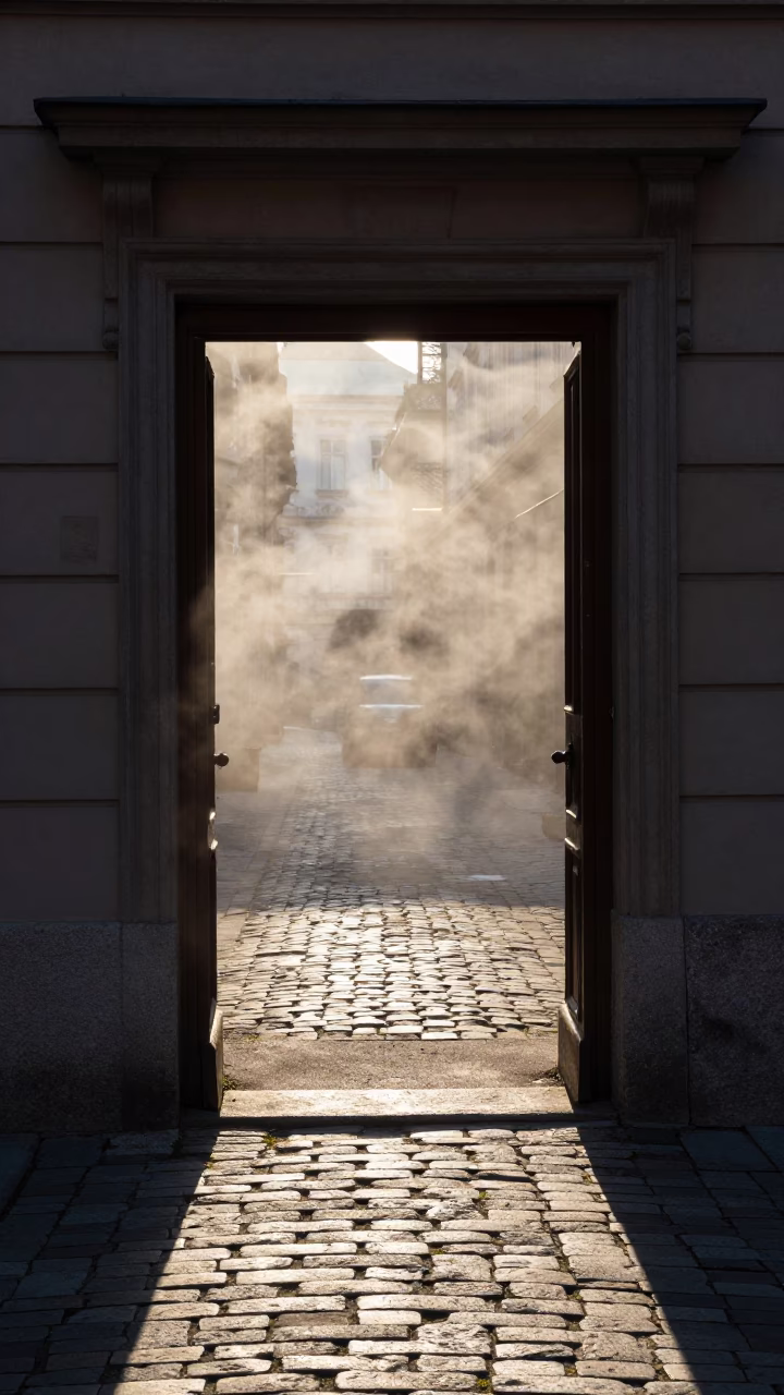 Doorframe at The Early Morning Light in Vienna in in Vienna, Austria