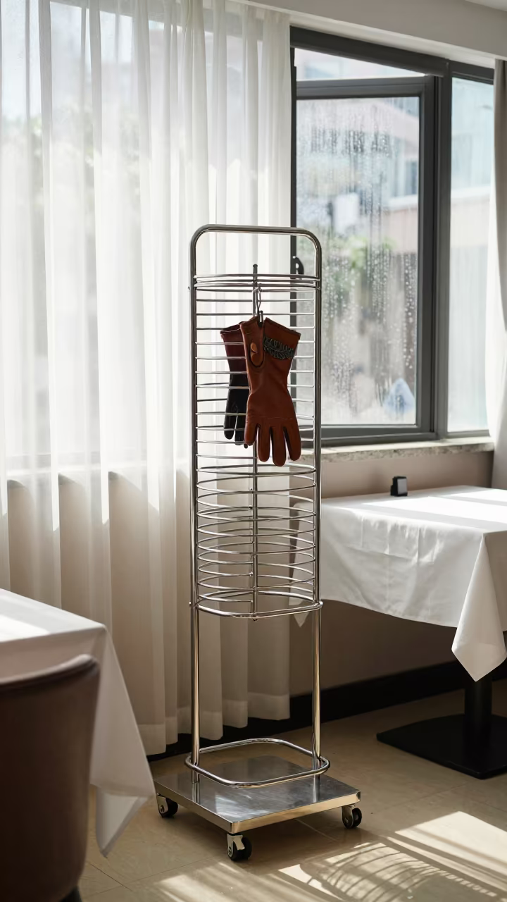 Doorman Glove Dryer Rack in Nanjing Breakfast Room in inside a breakfast room before opening in Nanjing